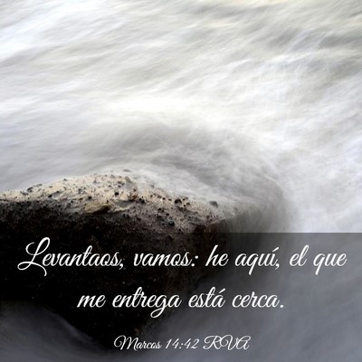 Picture 03 - Marcos 14:42 RVA - Levantaos, vamos: he aquí, el que me entrega - Bible Verse Picture