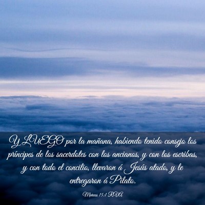 Picture 03 - Marcos 15:1 RVA - Y LUEGO por la mañana, habiendo tenido consejo - Bible Verse Picture