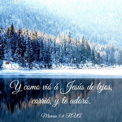 Picture 03 - Marcos 5:6 RVA - Y como vió á Jesús de lejos, corrió, y le - Bible Verse Picture