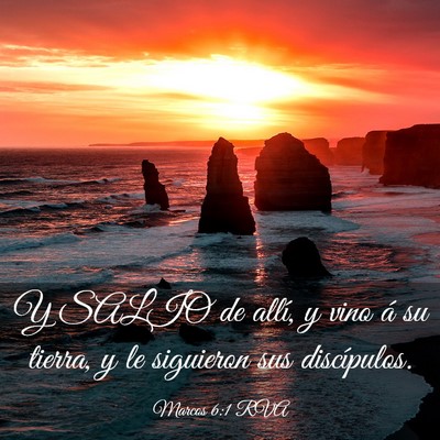 Picture 03 - Marcos 6:1 RVA - Y SALIO de allí, y vino á su tierra, y le - Bible Verse Picture