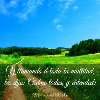 Picture 03 - Marcos 7:14 RVA - Y llamando á toda la multitud, les dijo: Oidme - Bible Verse Picture