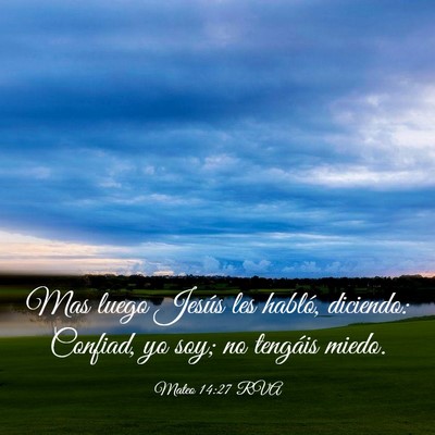 Picture 03 - Mateo 14:27 RVA - Mas luego Jesús les habló, diciendo: Confiad, - Bible Verse Picture