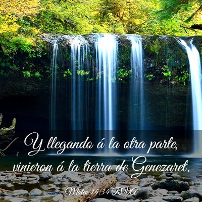 Picture 03 - Mateo 14:34 RVA - Y llegando á la otra parte, vinieron á la - Bible Verse Picture