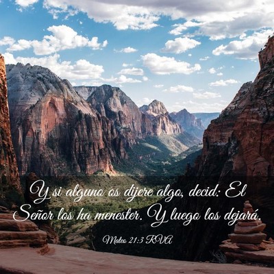 Picture 03 - Mateo 21:3 RVA - Y si alguno os dijere algo, decid: El Señor los - Bible Verse Picture