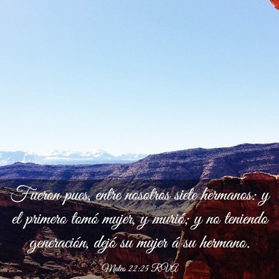 Picture 03 - Mateo 22:25 RVA - Fueron pues, entre nosotros siete hermanos: y el - Bible Verse Picture
