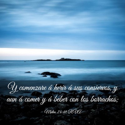 Picture 03 - Mateo 24:49 RVA - Y comenzare á herir á sus consiervos, y aun á - Bible Verse Picture