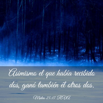 Picture 03 - Mateo 25:17 RVA - Asimismo el que había recibido dos, ganó - Bible Verse Picture