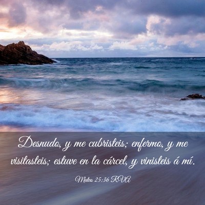 Picture 03 - Mateo 25:36 RVA - Desnudo, y me cubristeis; enfermo, y me - Bible Verse Picture