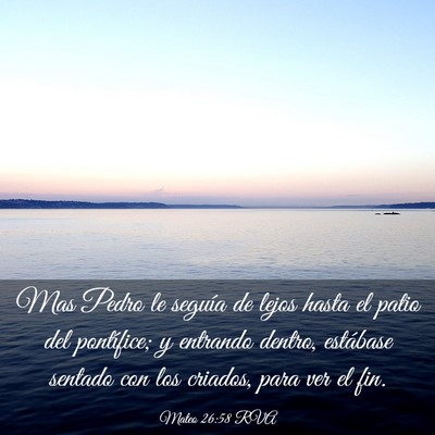 Picture 03 - Mateo 26:58 RVA - Mas Pedro le seguía de lejos hasta el patio del - Bible Verse Picture