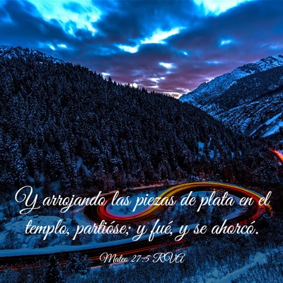 Picture 03 - Mateo 27:5 RVA - Y arrojando las piezas de plata en el templo, - Bible Verse Picture