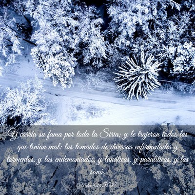 Picture 03 - Mateo 4:24 RVA - Y corría su fama por toda la Siria; y le - Bible Verse Picture