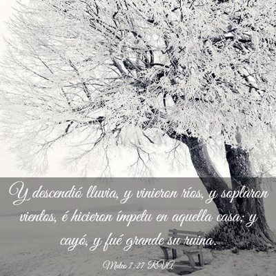 Picture 03 - Mateo 7:27 RVA - Y descendió lluvia, y vinieron ríos, y soplaron - Bible Verse Picture