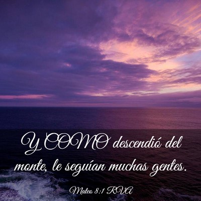 Picture 03 - Mateo 8:1 RVA - Y COMO descendió del monte, le seguían muchas - Bible Verse Picture