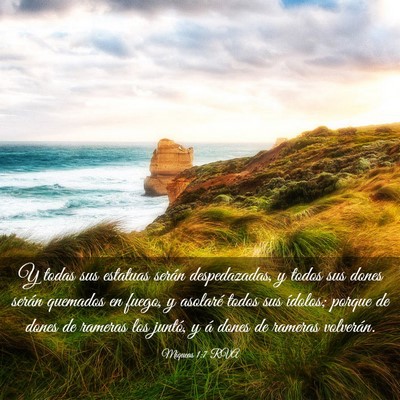 Picture 03 - Miqueas 1:7 RVA - Y todas sus estatuas serán despedazadas, y todos - Bible Verse Picture