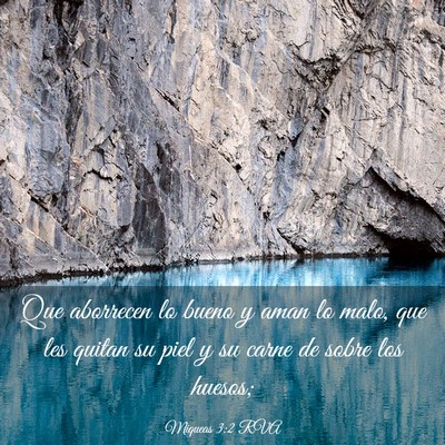 Picture 03 - Miqueas 3:2 RVA - Que aborrecen lo bueno y aman lo malo, que les - Bible Verse Picture