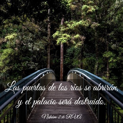 Picture 03 - Nahúm 2:6 RVA - Las puertas de los ríos se abrirán, y el - Bible Verse Picture