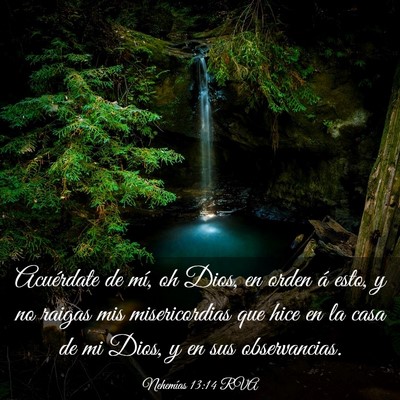 Picture 03 - Nehemías 13:14 RVA - Acuérdate de mí, oh Dios, en orden á esto, y - Bible Verse Picture