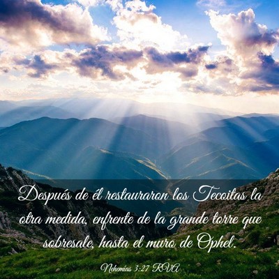 Picture 03 - Nehemías 3:27 RVA - Después de él restauraron los Tecoitas la otra - Bible Verse Picture