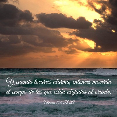 Picture 03 - Números 10:5 RVA - Y cuando tocareis alarma, entonces moverán el - Bible Verse Picture