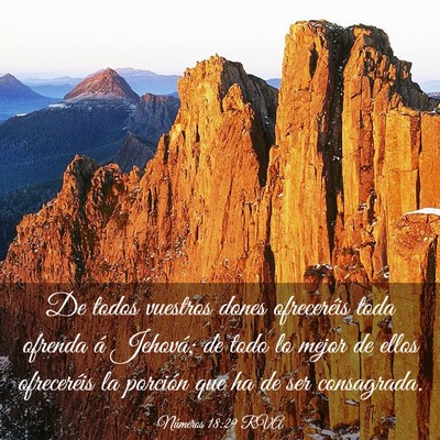 Picture 03 - Números 18:29 RVA - De todos vuestros dones ofreceréis toda ofrenda - Bible Verse Picture