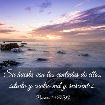 Picture 03 - Números 2:4 RVA - Su hueste, con los contados de ellos, setenta y - Bible Verse Picture