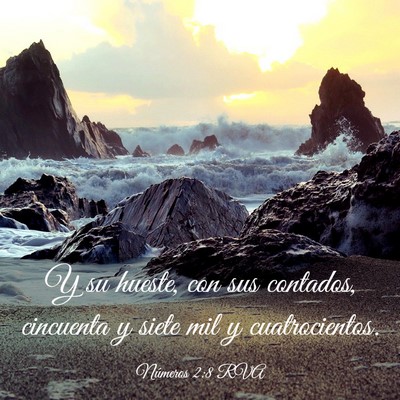 Picture 03 - Números 2:8 RVA - Y su hueste, con sus contados, cincuenta y siete - Bible Verse Picture