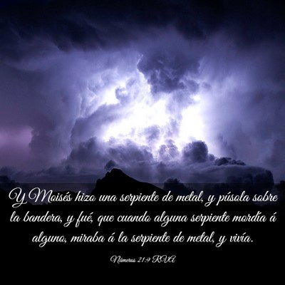 Picture 03 - Números 21:9 RVA - Y Moisés hizo una serpiente de metal, y púsola - Bible Verse Picture
