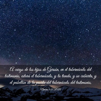 Picture 03 - Números 3:25 RVA - A cargo de los hijos de Gersón, en el - Bible Verse Picture