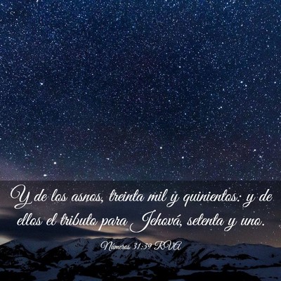 Picture 03 - Números 31:39 RVA - Y de los asnos, treinta mil y quinientos: y de - Bible Verse Picture