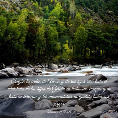 Picture 03 - Números 4:27 RVA - Según la orden de Aarón y de sus hijos será - Bible Verse Picture
