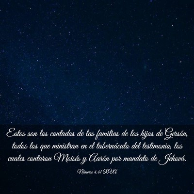 Picture 03 - Números 4:41 RVA - Estos son los contados de las familias de los - Bible Verse Picture