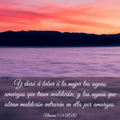 Picture 03 - Números 5:24 RVA - Y dará á beber á la mujer las aguas amargas - Bible Verse Picture