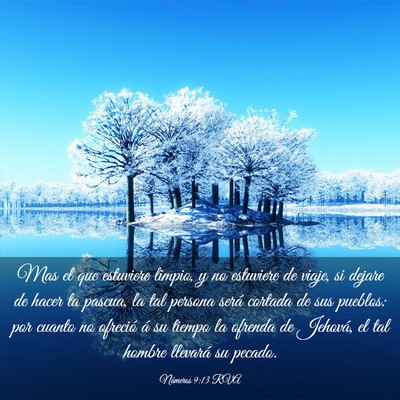 Picture 03 - Números 9:13 RVA - Mas el que estuviere limpio, y no estuviere de - Bible Verse Picture