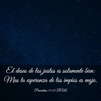 Picture 03 - Proverbios 11:23 RVA - El deseo de los justos es solamente bien: Mas la - Bible Verse Picture