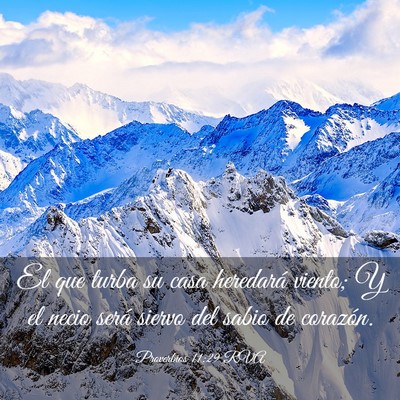 Picture 03 - Proverbios 11:29 RVA - El que turba su casa heredará viento; Y el necio - Bible Verse Picture