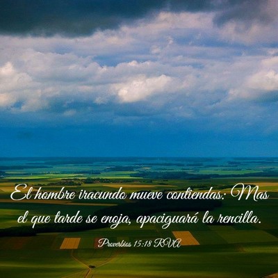Picture 03 - Proverbios 15:18 RVA - El hombre iracundo mueve contiendas: Mas el que - Bible Verse Picture