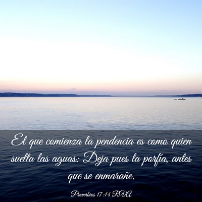 Picture 03 - Proverbios 17:14 RVA - El que comienza la pendencia es como quien suelta - Bible Verse Picture