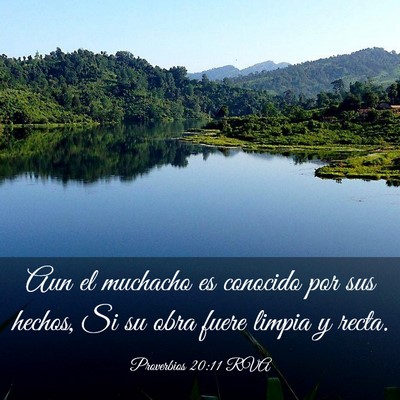 Picture 03 - Proverbios 20:11 RVA - Aun el muchacho es conocido por sus hechos, Si su - Bible Verse Picture