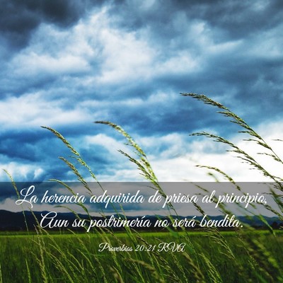 Picture 03 - Proverbios 20:21 RVA - La herencia adquirida de priesa al principio, Aun - Bible Verse Picture