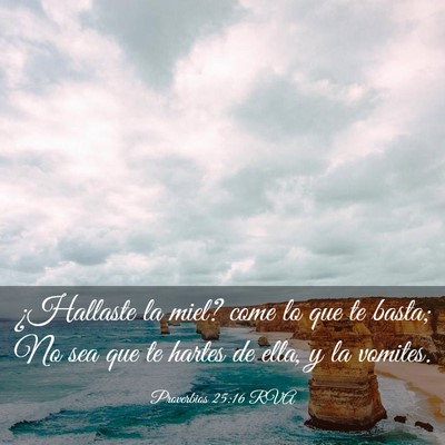 Picture 03 - Proverbios 25:16 RVA - ¿Hallaste la miel? come lo que te basta; No sea - Bible Verse Picture