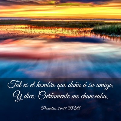 Picture 03 - Proverbios 26:19 RVA - Tal es el hombre que daña á su amigo, Y dice: - Bible Verse Picture