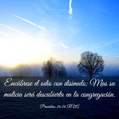 Picture 03 - Proverbios 26:26 RVA - Encúbrese el odio con disimulo; Mas su malicia - Bible Verse Picture
