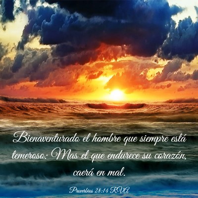 Picture 03 - Proverbios 28:14 RVA - Bienaventurado el hombre que siempre está - Bible Verse Picture
