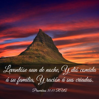 Picture 03 - Proverbios 31:15 RVA - Levantóse aun de noche, Y dió comida á su - Bible Verse Picture