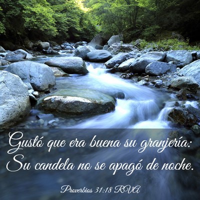 Picture 03 - Proverbios 31:18 RVA - Gustó que era buena su granjería: Su candela no - Bible Verse Picture
