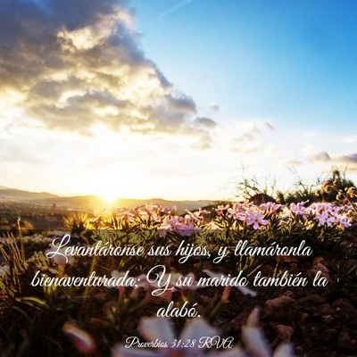 Picture 03 - Proverbios 31:28 RVA - Levantáronse sus hijos, y llamáronla - Bible Verse Picture