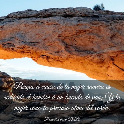 Picture 03 - Proverbios 6:26 RVA - Porque á causa de la mujer ramera es reducido el - Bible Verse Picture