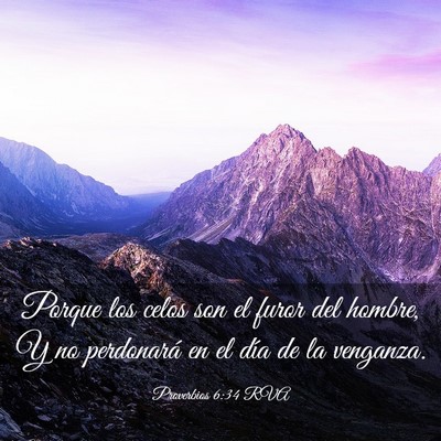 Picture 03 - Proverbios 6:34 RVA - Porque los celos son el furor del hombre, Y no - Bible Verse Picture
