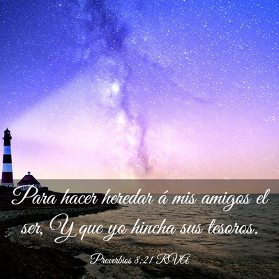 Picture 03 - Proverbios 8:21 RVA - Para hacer heredar á mis amigos el ser, Y que yo - Bible Verse Picture