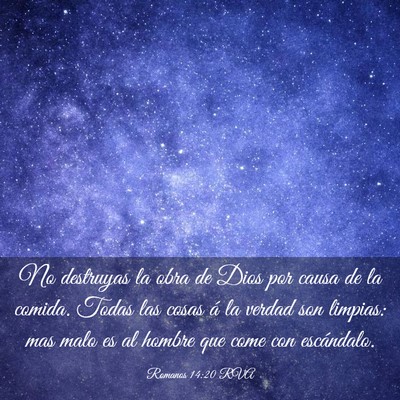 Picture 03 - Romanos 14:20 RVA - No destruyas la obra de Dios por causa de la - Bible Verse Picture